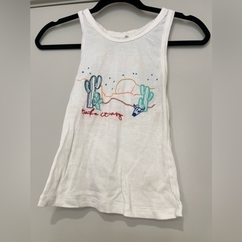 Embroidery tank top says take it easy